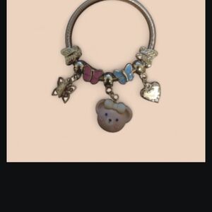 Gold-tone Charm Bracelet with Pink & Blue Accents